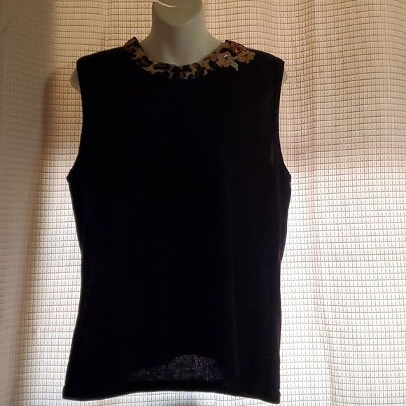 Storybook Knits For HSN Sleeveless Knit Sweater in Black L NEW - Picture 1 of 7